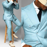 AIDASE  -  Graceful Men's Suit 2 Pieces Blazer Pants Bow Collar Double Breasted Buckle Work Wear Bussiness Wedding Costume Size Color