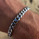 AIDASE  -  Stainless Steel Cuban Chain Bracelet Set Silver Color Titanium Steel MenBracelet Fashion Jewelry Trend Accessories Men Gift aidase-shop