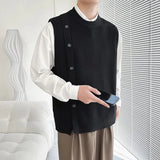 AIDASE  -  Asymmetric Design Men's knitted Vest Spring and Autumn Sleeveless O-neck Sweater Coat Korean Fashion Tank Tops Male Waistcoat aidase-shop