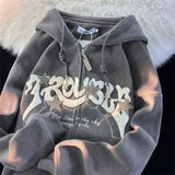 Aidase Autumn Men's Goth Corduroy Zip Up Hoodies Hip Hop Fashion Foam Print Jacket Women's Y2K Vintage Streetwear Hoody Sweatshirts aidase-shop