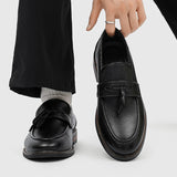 AIDASE  -  Men Business Leather Shoes Black-brown Color Men Casual Simple Ankle Strap Slip-on Shoes One-piece Loafers Size 38-44  Men Shoes aidase-shop