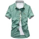 AIDASE  -  Summer men's Korean-style slim-fit embroidery small mushroom casual short-sleeved stand collar men's shirt aidase-shop