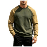 AIDASE  -  Men's Casual Loose Color Patch Shoulder Sleeved Pullover Trendy Round Neck Men's Clothing Tan Sweatshirt Men aidase-shop