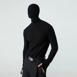 Aidase 2025 Spring and Autumn New Fashion Solid Color Y2K Long Sleeve T-shirt Street Trend Black Slim Half Turtleneck Warm Tops Men