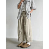AIDASE  -  Summer Men's Linen Wide-Leg Cropped Pants High Waist Drawstring Casual Trousers aidase-shop