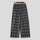 AIDASE  -  Men Plaid Pants Elastic Waist Joggers Loose Casual Trousers Men Streetwear 2025 Korean Style Fashion Male Wide Leg Pants aidase-shop