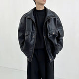 AIDASE  -  American Retro Heavyweight Men's Motorcycle Jacket Loose Flight Stylish Leather Coat Spring Autumn Trendy Brand Casual Outerwear aidase-shop