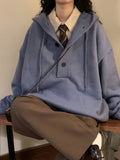 AIDASE  -  Loose American Retro Lazy College Sle Knitted Sweater Hooded Dstring Sweatirt Coat for Men And Women Casual Thi Long aidase-shop
