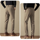 AIDASE  -  Korean Fashion Woolen Suit Pant Men Waist Button Straight Trouser Autumn Winter Business Casual Loose Light Mature Style Pants aidase-shop