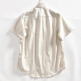 AIDASE  -  Summer Cotton Striped Shirt Men's Artistic Pinstripe Lapel Casual Short-sleeved Shirt Korean Fashion Exquisite Trend Solid Top aidase-shop