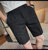 AIDASE  -  New Men Summer Slim-fit British Style Suit Shorts Light Luxury Business Straight-leg Shorts Leisure Button-down Half-pants M-3XL aidase-shop