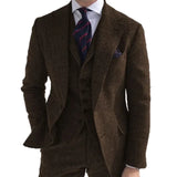 Aidase Herringbone Wool Grey Men Suits For Formal Business Groom Wedding Tuxedo 3 Piece Tweed Man Set Jacket Waistcoat with Pants aidase-shop