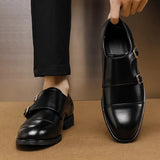 Aidase Fashion Brand New Designer British Monk Strap Leather Shoes Flat for Men Low Cut Dress Formal Wedding Prom Oxford Zapatos Hombre aidase-shop