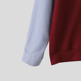 AIDASE  -  Men Shirt Striped Patchwork Lapel Long Sleeve Casual Men Clothing Streetwear Korean Style Fashion Tops Male Shirts S-5XL aidase-shop