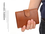 AIDASE  -  Men's Short Genuine Leather Wallet Vintage Coin Purse Top Layer Cowhide Vertical Card Holder Large Capacity aidase-shop