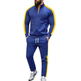 AIDASE  -  Spring Autumn Men's 2-Piece Set Color Blocking Zipper Stand Collar Casual Sports Jacket Sweatshirt Trousers Suit aidase-shop