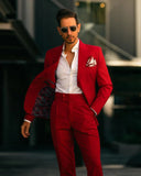AIDASE  -  Red Gentleman New Mens Suits Two-Pieces Coat Trousers Broadcloth Authentic Tailored Classic Wedding Tuxedos Formal Occasions aidase-shop