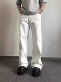 AIDASE  -  Loose Straight American Style Men's Jeans White Casual Long Trousers Simple Workwear Japanese Trendy Brand Loose Fit Jeans aidase-shop