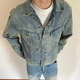 AIDASE  -  Washed Denim Jacket Casual Loose Fashionable American Style Spring Autumn New Youth Popular Outerwear Polyester Fabric aidase-shop