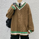Aidase Winter Sweaters Men Warm Retro V-neck Knitted Pullovers Men Streetwear Korean Loose Long Sleeved Sweaters Mens Jumper Clothes aidase-shop