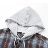 AIDASE  -  Vintage Plaid Printing Hooded Jacket Mens Coat Spring Autumn Fashion Drawstring Buttoned Cardigan Tops Men Casual Shirt Jackets aidase-shop