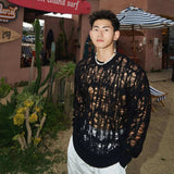 AIDASE  -  Early Autumn Niche Hollowed Out Loose Knit Sweater Japanese Style Men's  Women's Hole Breaking Lazy Pullover Sweater Trendy Tops aidase-shop