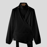 AIDASE  -  Tops American Style Sexy Men's Deconstruction Design Solid V-neck Shirts Casual Clubwear Long Sleeved Blouse S-5XL aidase-shop