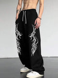 AIDASE  -  Men's Gothic Tribal Print Wide Leg Sweatpants - Loose Hip Hop Streetwear Trousers Elastic Waist Casual Pants aidase-shop