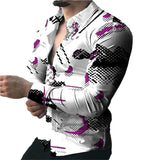 AIDASE  -  New Printed Casual Slim Fit Youth Men's Irregular Pattern Print Long Sleeve Shirt aidase-shop
