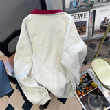 AIDASE  -  American Vintage Women Loose Pullovers Preppy Style Turn Down Collar Half Zipper Sweatshirts Female Casual Sport Top aidase-shop