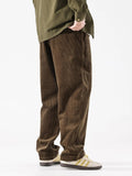 AIDASE  -  Thiened Heavyweight Corduroy Men's Casual Pants Loose Drapey Straight Leg Trousers Japanese Sle High Waist Zipper Closure aidase-shop