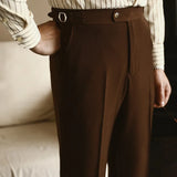 Aidase Italian Men Formal Pant Pantalones Hombre Dress Ankle Pants Men British High Waist Straight Pants Men Social Trousers Pant