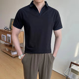 AIDASE  -  High-quality Solid Color V-neck Men's Breathable Moisture-wicking Polo Shirt, Stretchable T-shirt for Casual Business Wear M-6XL aidase-shop