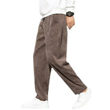 Aidase Chinese Mens Corduroy Pants Loose Wide Leg Pants Casual Winter Striped Velvet Harem Pants Straight Elastic Waist Trousers 5xl aidase-shop