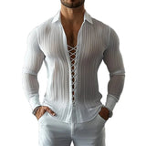 AIDASE  -  Autumn And Winter New Men's Lapel Strap Design Shirt Hollow Abstinence Style Texture Men's Shirt aidase-shop