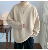 AIDASE  -  Men's High Ne Knitted Sweater Pure Color Loose Fit Winter Warm Trendy Hong Kong Sle Underwear Casual Long Sve Top aidase-shop