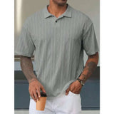 AIDASE  -  Retro Loose Texture Knitted Polo Shirt Men's Summer Retro Lapel T-shirt Breathable Old Money Short Sleeves aidase-shop