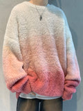 Aidase winter fits men 2024 Men Autumn Winter New Imitation Mink Sweater Top Male Gradient Round Neck Jumpers Mens Long Sleeve Warm Knitted Tops