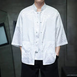 AIDASE  -  Chinese Style Thin Light Luxury Retro Men National Trend Large Size Loose Ice Silk Shirt Men's Jacquard Fashion Trend Tang Suit aidase-shop