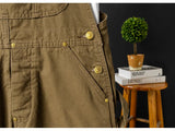 AIDASE  -  Men Loose Fit Bib Overalls Pockets Cargo Pants Hip Hop Golden Buttons Dungarees Casual Suspenders Jumpsuits aidase-shop