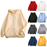 AIDASE  -  Unisex Hooded Sweatshirts Zippered Solid Color Sweatshirts Loose Trendy Couple Hoodie Jackets Hoodie for Men plus Size aidase-shop
