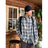 AIDASE  -  Oversized Men's Plaid Long Sleeve Korean Style Shirt, Trendy Loose Plaid Shirt, Handsome Jacket, Unisex American Retro Plaid aidase-shop