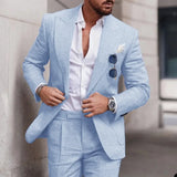 Aidase Fashion Linen Suits for Men High Quality Peak Lapel Double One Button Male Suit Slim Chic Casual Wedding Tuxedo 2 Piece Costume aidase-shop