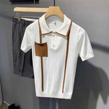 Aidase Fashionable Pockets Patchwork Knit Mens Polo Shirts Summer Daily Casual Breathable Knitting Tops Vintage Men Polo T Shirts