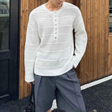 AIDASE  -  Winter New Male Solid Color Long Sleeve Hollow-Out Sweater American Retro Fashion Trend Street Casual Loose Niche Men's Top aidase-shop