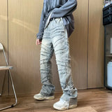 Aidase Men Y2k Tie Dye Baggy Jeans Pants Mens Vintage Japanese Streetwear Denim Trousers Male Kpop Causal Wide Leg Pants