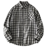 AIDASE  -  Men'S Loose Casual Fashion Retro Long Sleeved Plaid Shirt Roll-Up Sleeves Men'S Plaid Shirt roupas masculinas aidase-shop