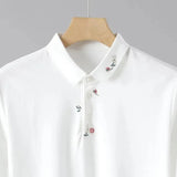 AIDASE  -  Embroidered Floral Men Short Sleeve T-Shirt Summer New Fashion Lapel Simple Men's Tees Versatile Casual Menswear 21E6538 aidase-shop