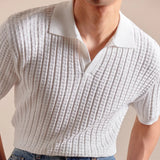 AIDASE  -  Italy Polo Jacquard V-neck Knitted Polo Shirt For Men's Cotton Blend Casual Summer Men Polo Shirt Short Sleeve Mannen Polo aidase-shop