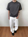 AIDASE  -  Simple Men's Tees Round Neck Embroidery Contrast Color Casual Tops Short Sleeved Summer Korean Style Male T-shirts 9W3220 aidase-shop